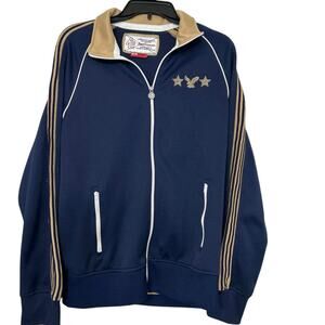 American Eagle Y2K Track Jacket Med Navy Gold Stars Eagle Varsity Streetwear